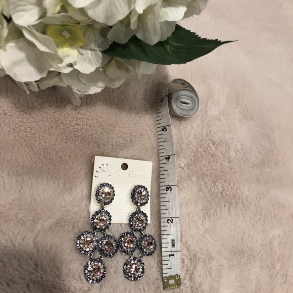 SOLD Paris Collection Pink and Clear Rhinestone Statement Earrings - Picture 4 of 5